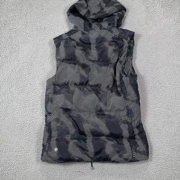 Lululemon Athletica Puffer Vest Goose Down Hooded Women's 8 Sleeveless Gray Camo - Picture 10 of 13